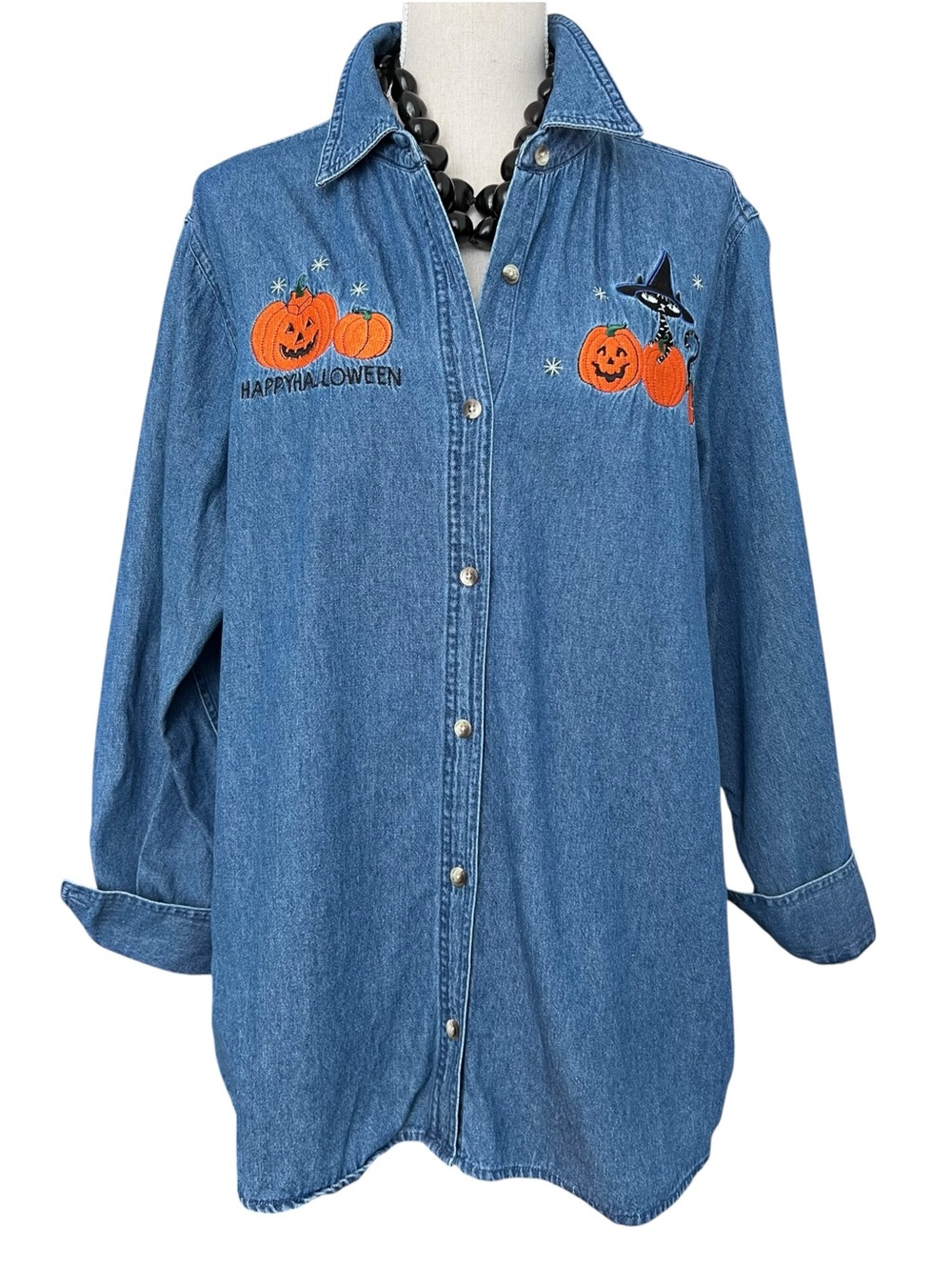Holiday Editions Halloween Denim Shirt Size 1X